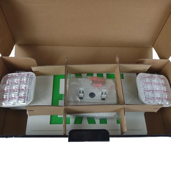 NEW Tamlite Green EXIT Sign + LED Emergency Lights, Dual Voltage, Battery Tamco - Picture 5 of 10
